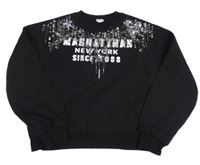 Čierna oversize mikina so nápisom a hvězdami z flitrů zn. River Island