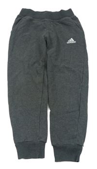 Tmavosivé melírované tepláky s logom Adidas