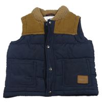 Tmavomodrá šusťákovo/manšestrová zateplená vesta Matalan