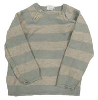 Světlezeleno-sivý pruhovaný sveter H&M