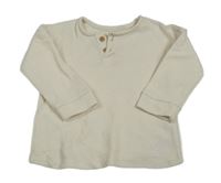 Krémové rebrované tričko s gombíkmi George