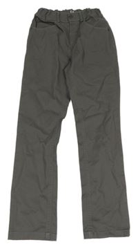 Tmavošedé plátěné slim kalhoty C&A