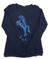Tmavomodré triko s koněm Yigga