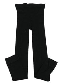 Čierne rebrované pančuskové legíny