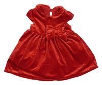 Červené zamatové šaty s mašlou H&M