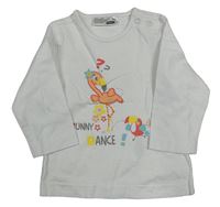 Biele tričko s plameňákem a tukanom Ergee