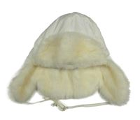 Smetanová šusťáková beranice s kožešinou