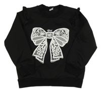 Čierna mikina s mašlou a volánikmi Shein