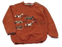 Skořicový svetr s auty Next