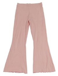 Růžové žebrované flare legíny River Island
