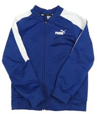 Tmavomodro-bílá sportovní propínací mikina s logem Puma