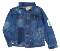 Modrá rifľová bunda s vyšúchaním