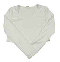 Smotanové rebrované crop tričko Shein