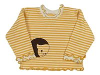 Hořčicovo-bílé pruhované triko s kočkou