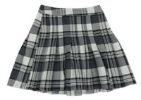 Tmavošedo-čierno-biela kockovaná skladaná sukňa New Look