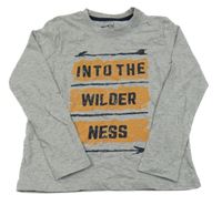 Sivé melírované tričko s nápisom a šípmi  Pepperts