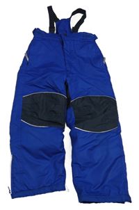 Modro-černé šusťákové oteplovačky s kšandami TCM