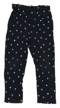 Tmavomodré ľahké tepláky so srdiečkami Name it