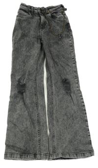 Tmavošedé flare rifle s řetízky a prošoupáním