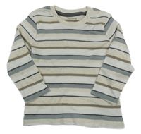 Béžovo-bílo-šedé pruhované žebrované triko Nutmeg