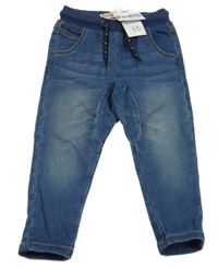 Nové - Modré jogger rifle s úpletovým pasem