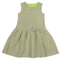 Béžovo-neónově žlté bodkovaná é šaty s mašlou C&A