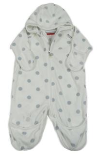 Bílá puntíkatá fleecová kombinéza s kapucí Reima