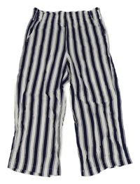 Tmavomodro-biele pruhované ľahké culottes nohavice L&D