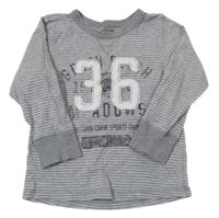 Sivé pruhované tričko s číslom a nápisom H&M