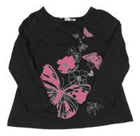 Antracitové tričko s motýly H&M