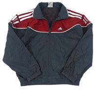 Červeno-tmavomodrá šušťáková športová bunda Adidas