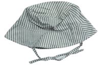 Sivo-biely pruhovaný plátenný klobúk H&M