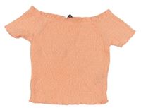 Neónově oranžové crop žabičkované tričko Primark