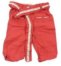 Červené plátenné nohavice s opaskom Ergee