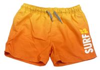 Oranžovo-žlté plážové kraťasy s nápisom C&A