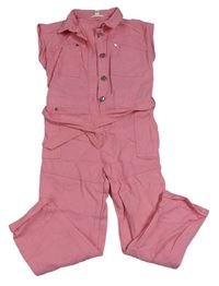 Růžový riflový kalhotový overal s páskem River Island