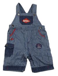 Modré pruhované laclové plátěné kraťasy s logem Lee Cooper