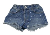 Modré riflové kraťasy s kamínky Denim Co.
