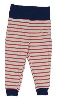 Bielo-červeno-tmavomodré pruhované ľahké tepláky Lupilu