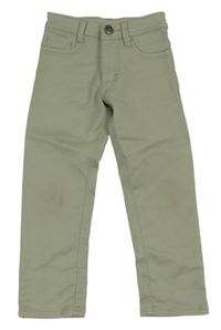 Khaki teplákové skinny nohavice