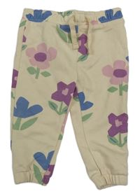 Smotanové kvetované tepláky Primark