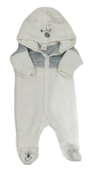 Bílo-šedá plyšová kombinéza s kapucí - Pú Disney