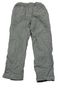 Sivé pruhované podšité chino nohavice