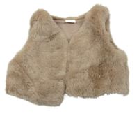 Pudrová kožušinová podšitá crop vesta Next