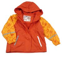 Červeno-pomerančová vzorovaná nepromokavá jarná bunda s kapucňou Lupilu