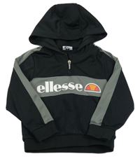 Čierno-sivá mikina s logom a kapucňou Ellesse