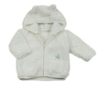 Biela chlpatá prepínaci mikina s kapucňou Ergee