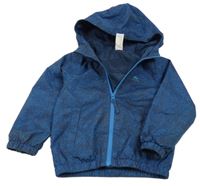 Tmavomodrá vzorovaná šušťáková jarná bunda s kapucňou Decathlon