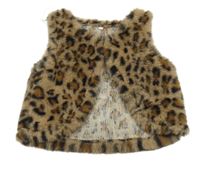 Hnedá leopardí kožušinová vesta