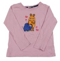 Růžové triko s potiskem 